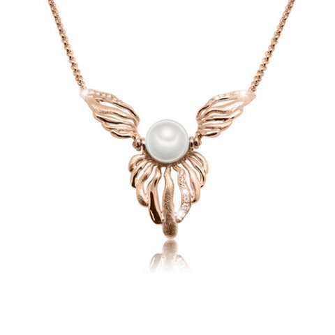 Zlatý náhrdelník s perlou a diamanty