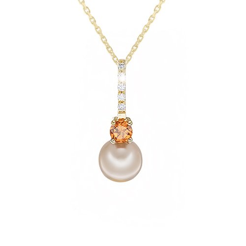 Zlatý přívěsek s perlou, mandarínem a diamanty