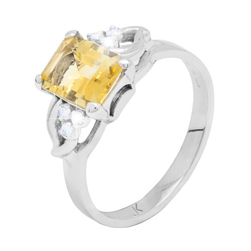 Zlatý prsten s citrínem a diamanty