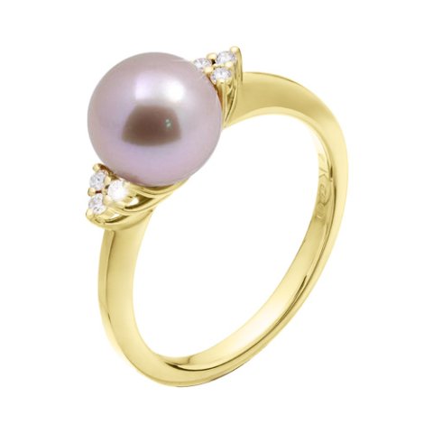 Zlatý prsten s perlou a diamanty