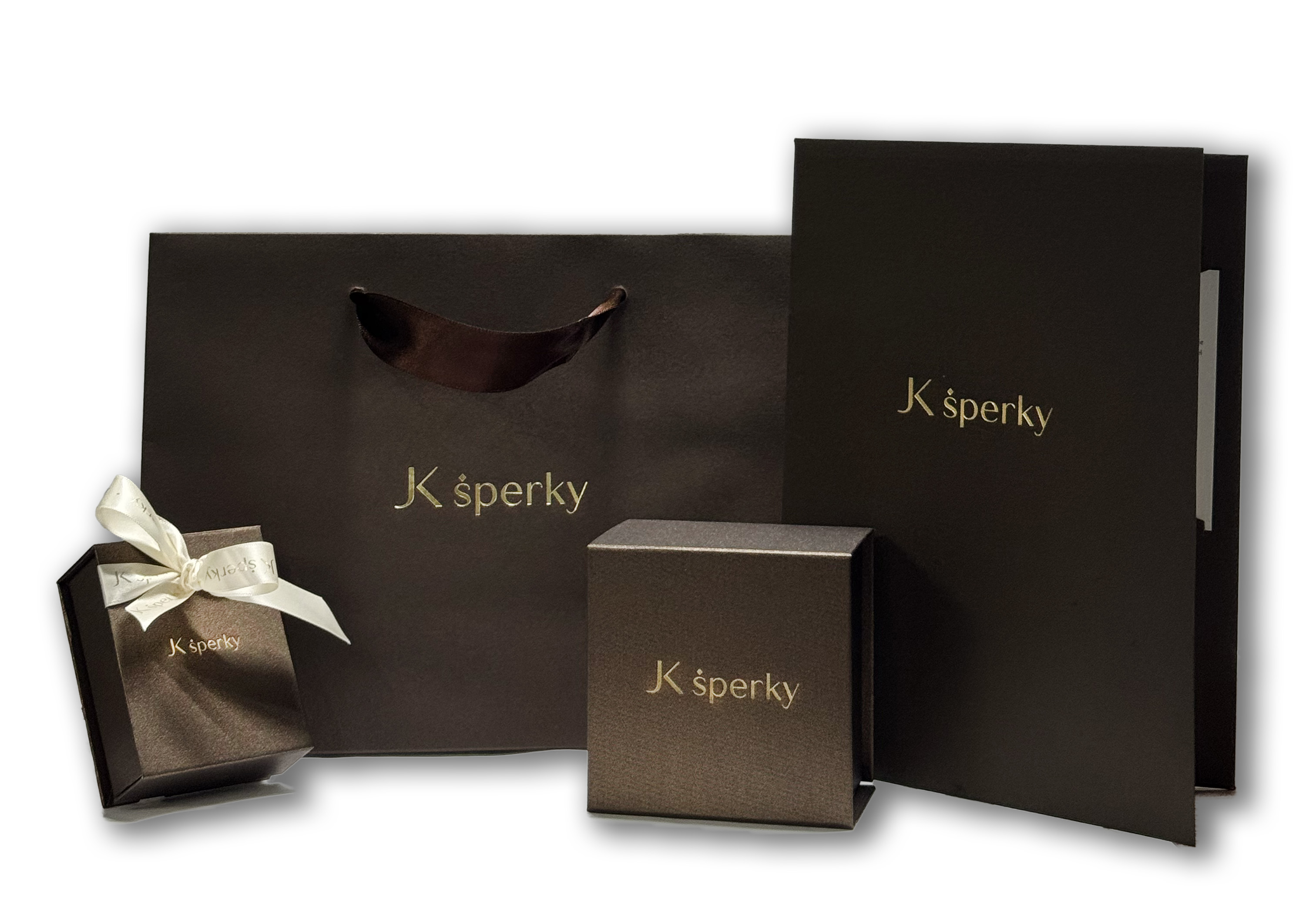 krabičky a tašky na šperky s logem JK šperky